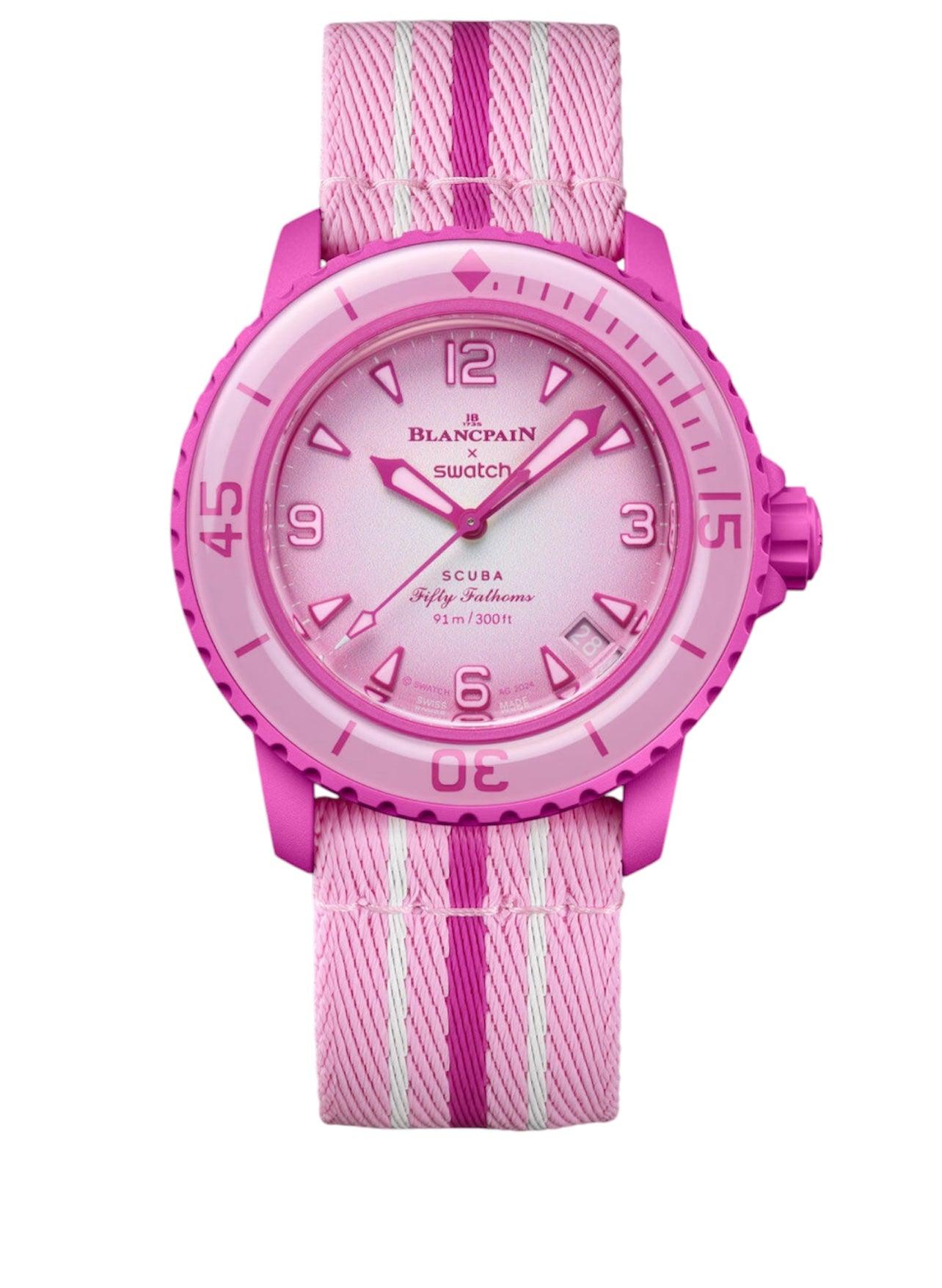 Buy Blancpain X Swatch Pink Ocean – Fifty Fathoms SO35P400 Watch