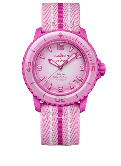 Blancpain X Swatch "Pink Ocean" Fifty Fathoms SO35P400