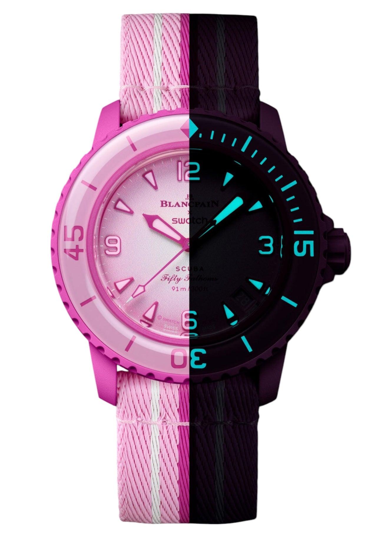 Buy Blancpain X Swatch Pink Ocean – Fifty Fathoms SO35P400 Watch