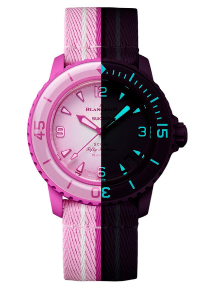 Blancpain X Swatch "Pink Ocean" Fifty Fathoms SO35P400