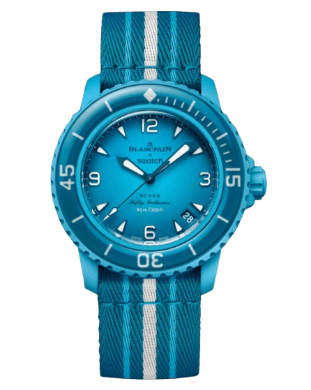 Blancpain X Swatch "Blue Lagoon" Fifty Fathoms SO35L400