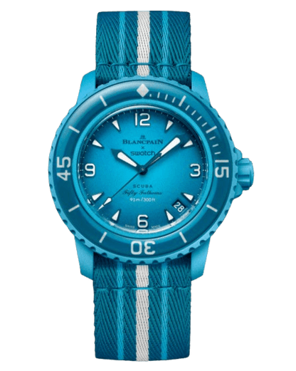 Blancpain X Swatch "Blue Lagoon" Fifty Fathoms SO35L400