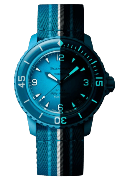 Blancpain X Swatch "Blue Lagoon" Fifty Fathoms SO35L400